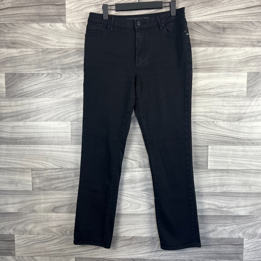 Chico's Jeans Women's Sz 1/ 8 (29x27) Black Denim‎ Dark Wash Slim Straight Leg